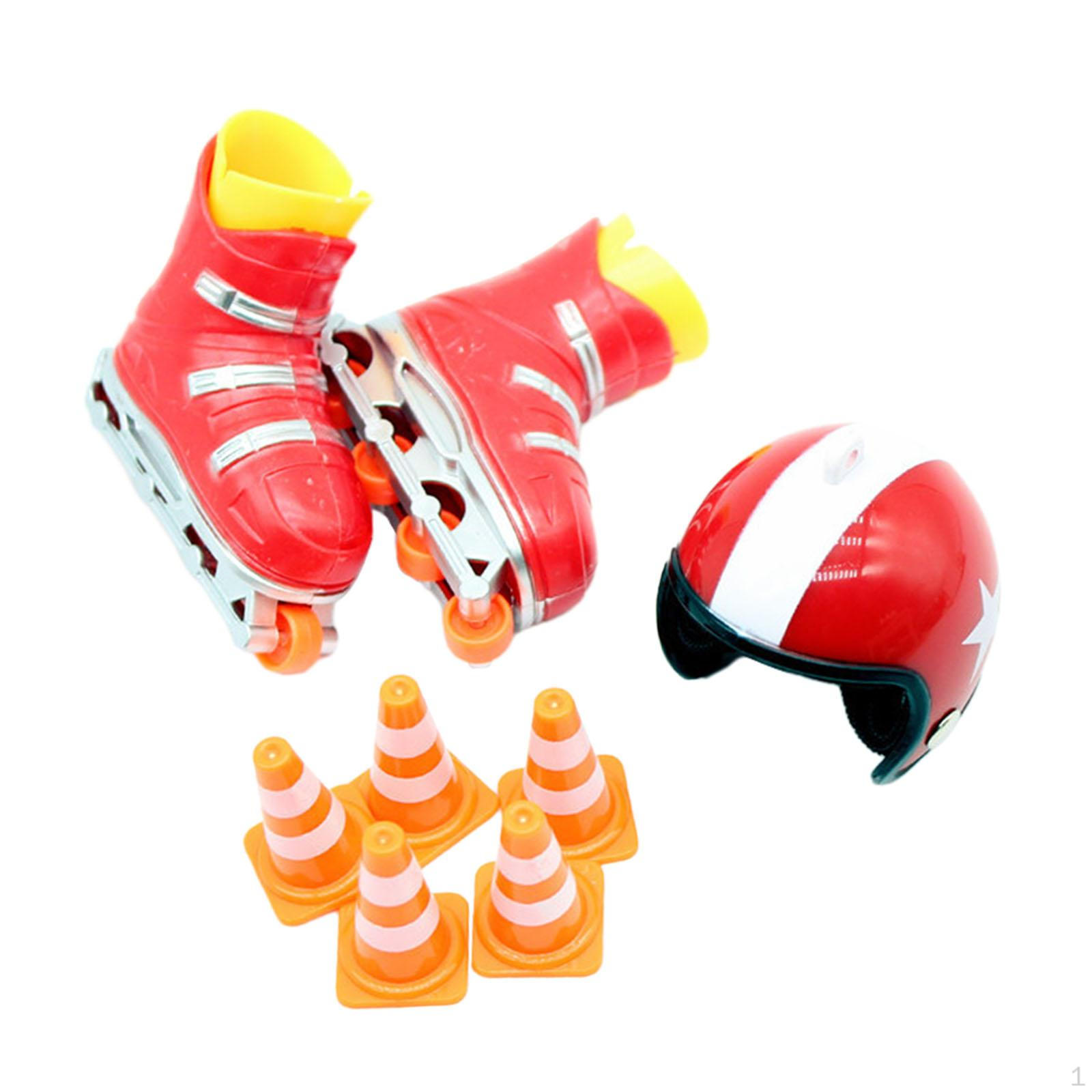 

Набор коньков и шлема для кукольного домика для миниатюрных сцен красный