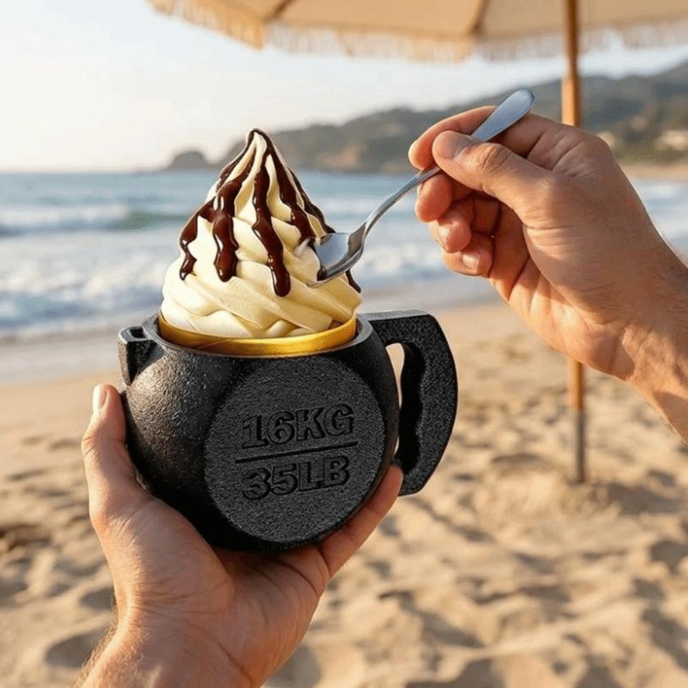 Heat Insulation Weight Lifting Ice Cream Cup Stand Gym Themed Frozen Dessert Sleeve  Beach