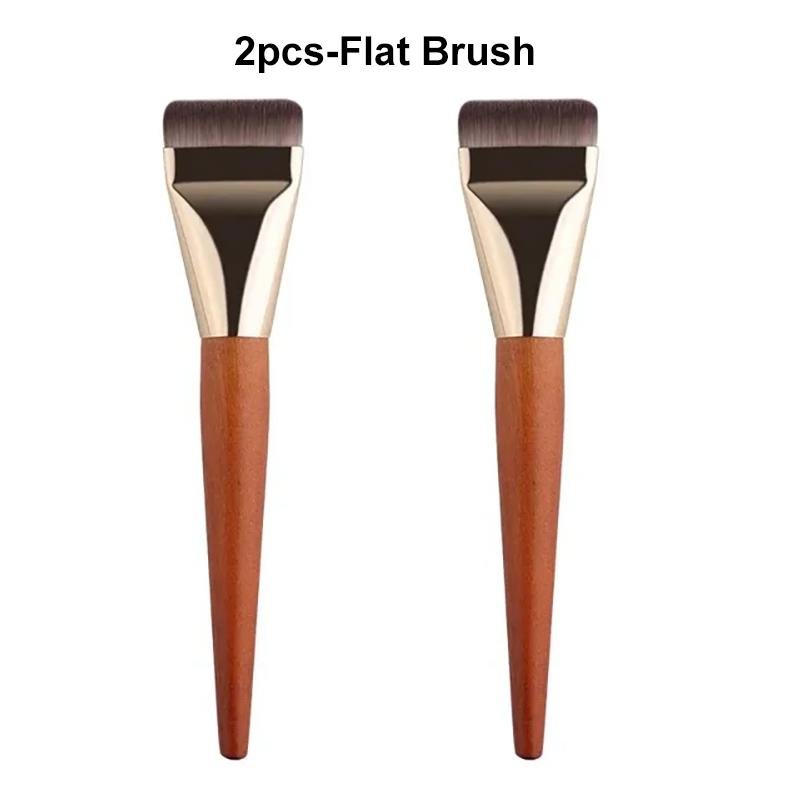3/2/1pcs Ultra Thin Foundation Brush Soft Hair Thin Face Contour Brush Flat Contour Brush Blending Foundation Cream Makeup Tools