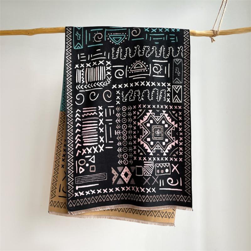Travel windproof shawl imitation cashmere scarf women's double-sided dual-purpose autumn and winter new versatile thickened warm scarf tide