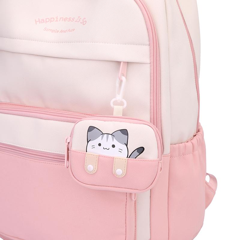 Primary School Student Schoolbag Color Block Women's Large Capacity Backpack