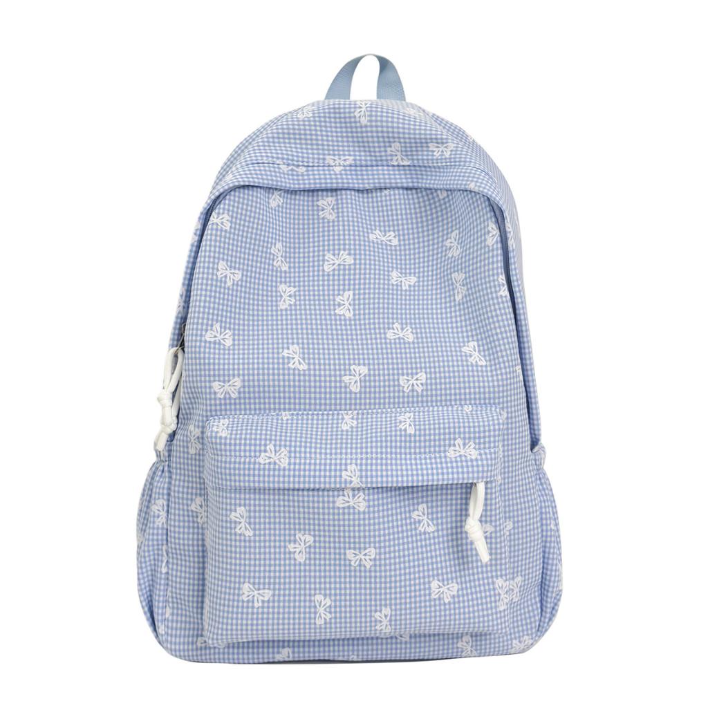 Schoolbag new schoolbag female ins college style backpack large capacity Korean version bow print middle school backpack