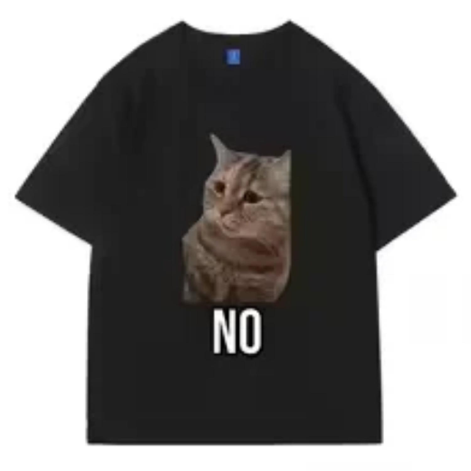 

Talking Cat Meme Pattern T-shirt Women s Fashion T-shirt Casual Short Sleeve T-shirt Women s StreetWear Round neck T-shirt XXXXXL чорний
