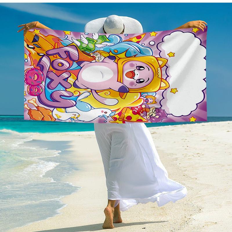 Ultra-Soft Beach Towel with LankyBox Theme,Ideal for Pool - Camping, Diving - Perfect Travel Essential, Vibrant Beach Towel.