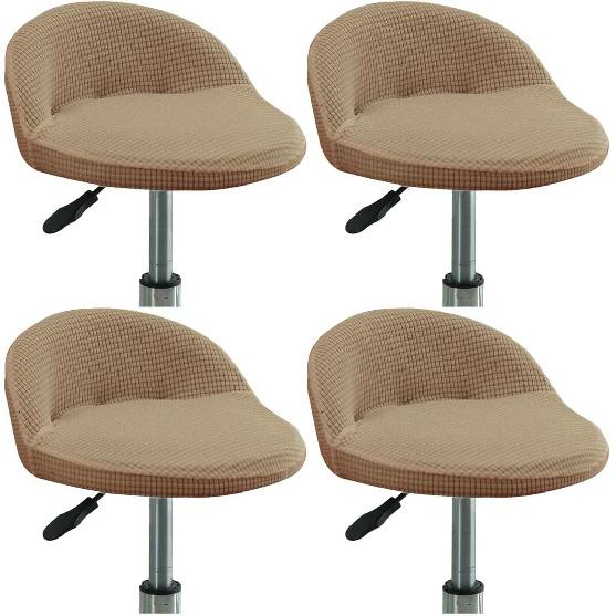 4 Pack of Stretch Short Back Chair Cover Slipcover with Short Round Backs Arms Curved Accent Counter Bar Stool Slipcover for Home Hotel Bedroom