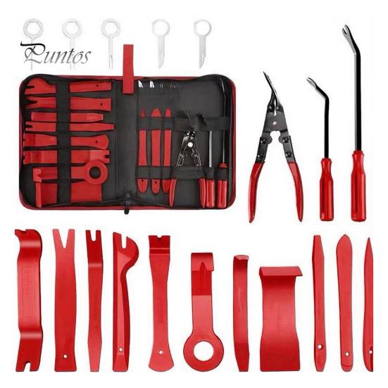 Plastic Clip Removal Tool 19Pcs Trim Set with Pick & Tool, Sticker Scraper, Automotive Car Modification Panel Pry for Door Stereo, Fastener