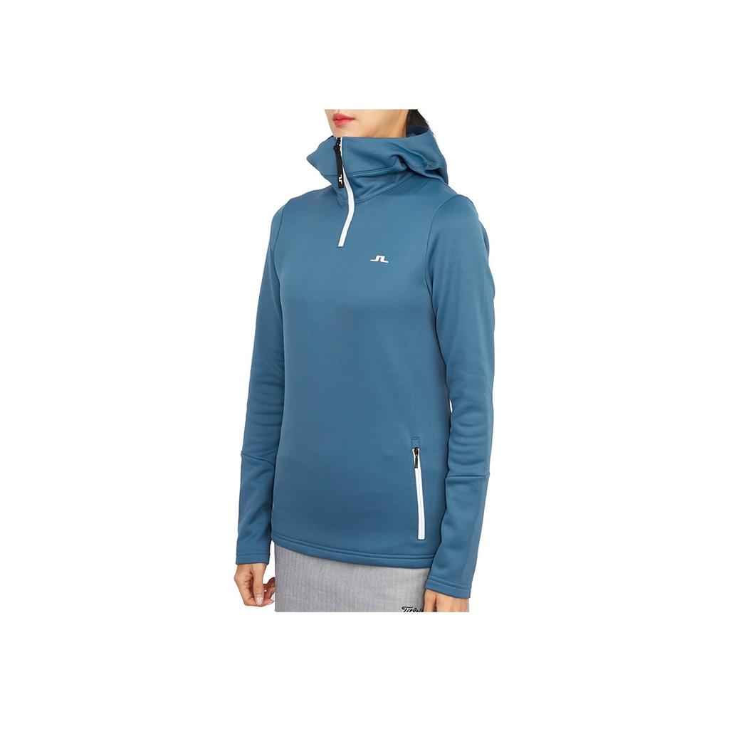 J.Lindeberg Solid Color Hooded Pullover Long Sleeve Sweatshirt Women sweatshirts Blue GWJS07802-O168