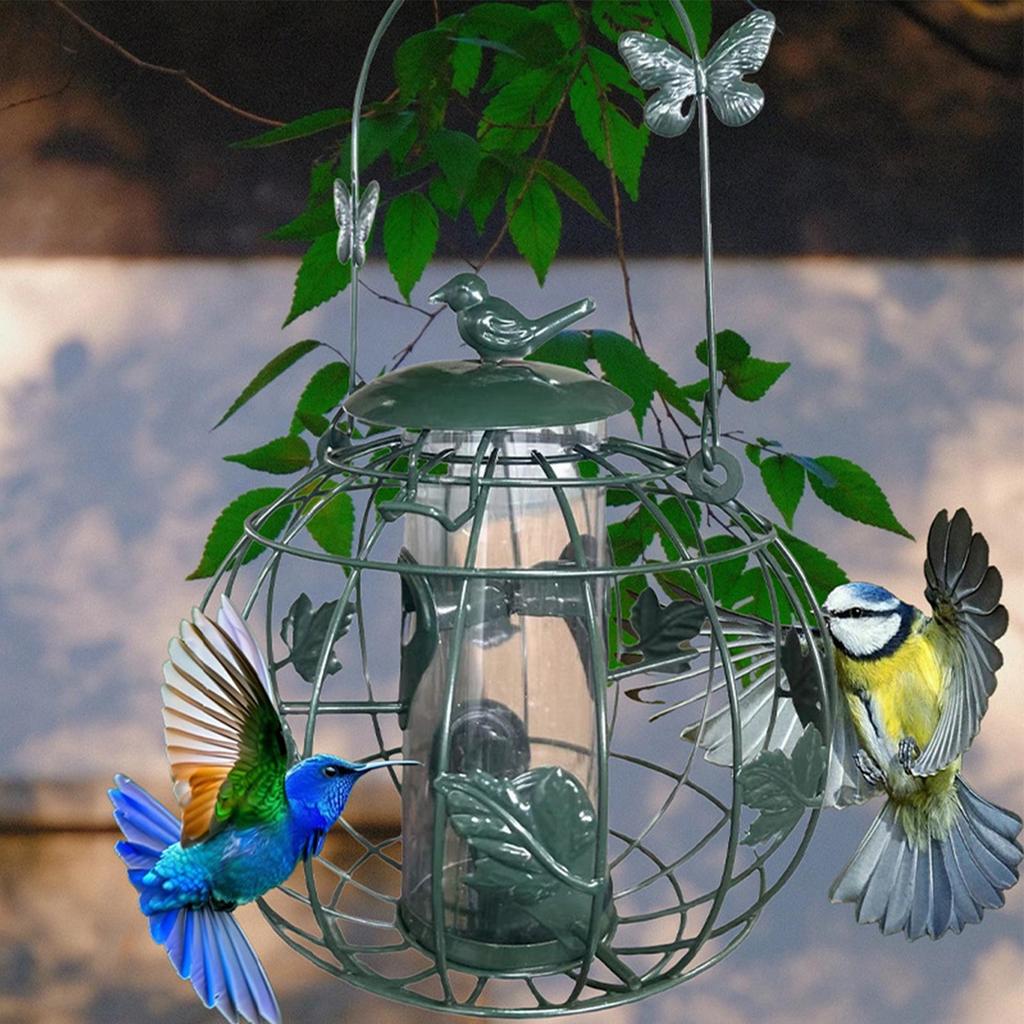Outdoor Suspended Mesh Cage Bird Feeder Tubular Squirrel Proof Bird Feeder Metal Bird Feeder For Lawn Outdoor Backyard
