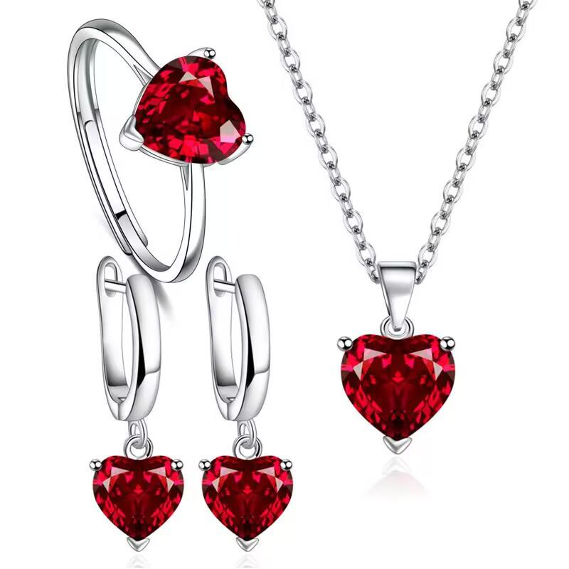 

Ювелирный набор с цирконами в форме сердца: Серьги, Ожерелье и Открытое кольцо - Элегантные и Роскошные Модные Аксессуары
