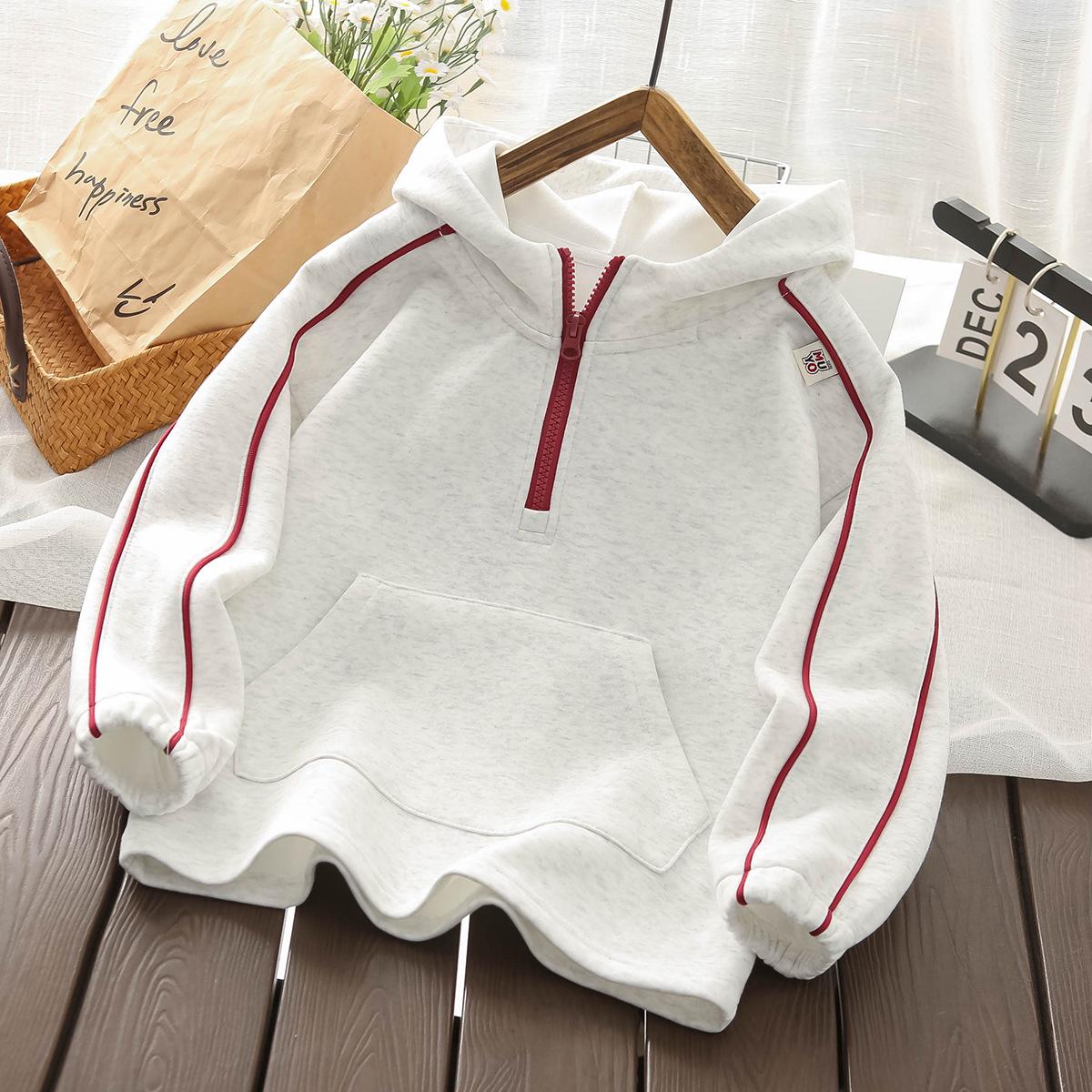 

Трендовый свитшот с длинным рукавом для мальчиков, осень 2025 110 светло-серый