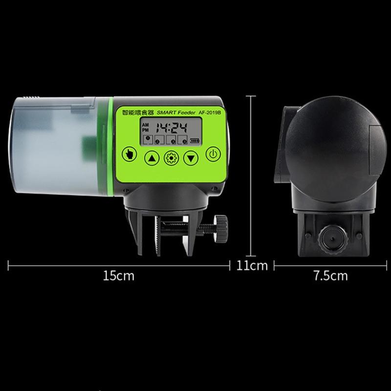Automatic Fish Feeder Rechargeable Battery Aquarium Food Dispenser 7oz Large Capacity for Vacation Weekend Holiday