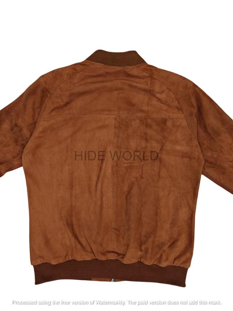 Motorsykkel Ekte Lammeskinn Brun Håndlaget Herre Skinnjakke Designer Semsket