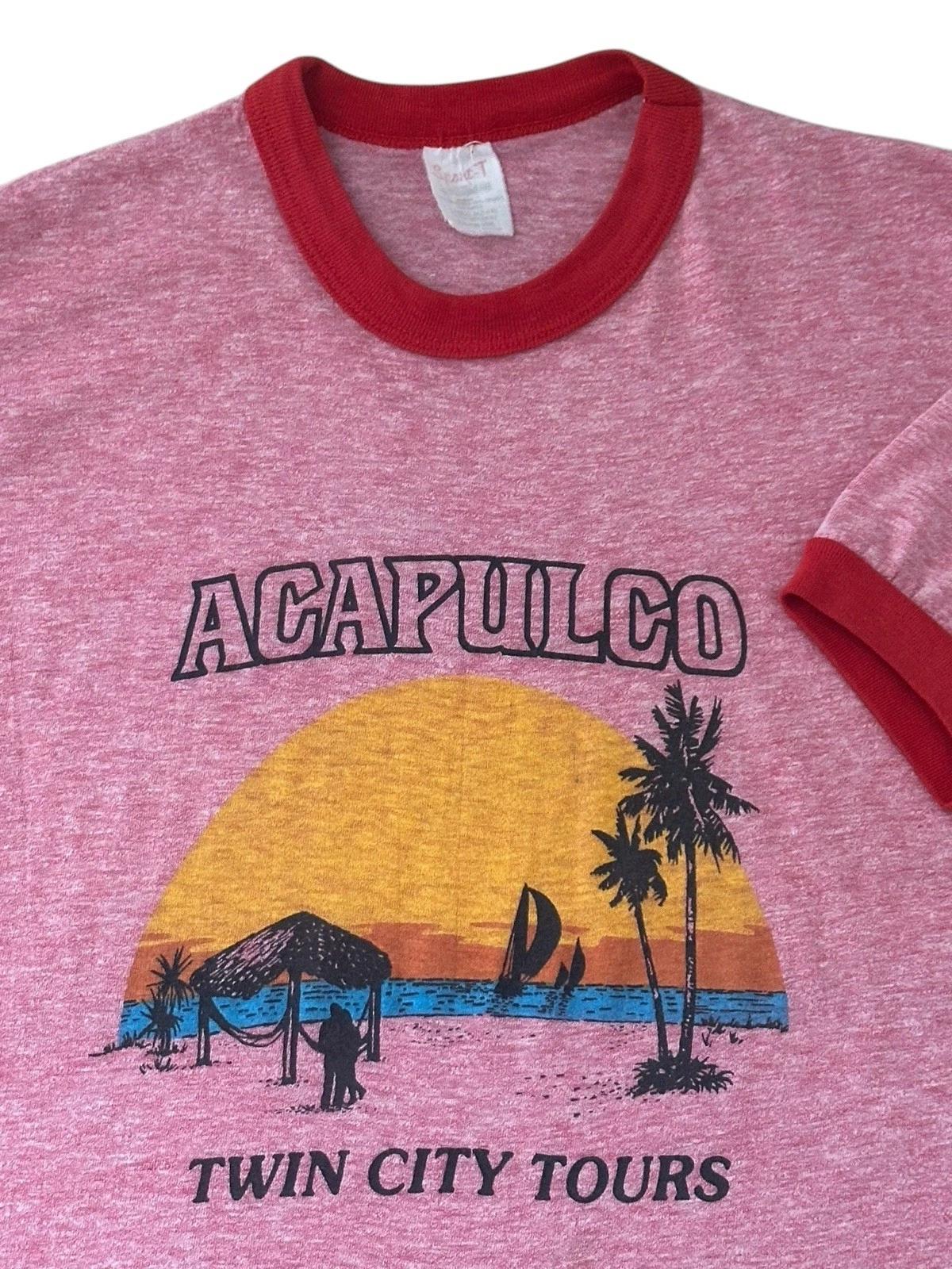 

Vintage Acapulco Heather Red Ringer T Shirt Men’s Medium Twin City Tours USA XL