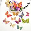 12 Pcs 2 Layer Wings 3D Butterfly Wall Decals Removable Glitter Hollow Butterfly Wall Sticker DIY Room Mural Art for Kids Bedroom Nursery Wedding