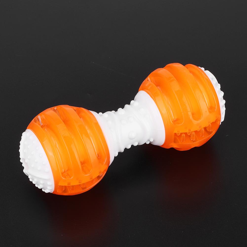 Pet Bite Resistant Durable Chewing Toy Barbell Shape Sound Molar Cleaning Teeth Toys
