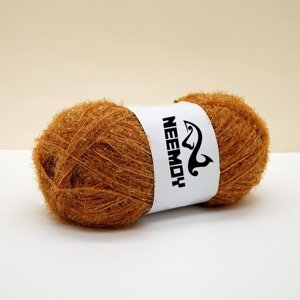 100g/200M Glass Silk Yarn for Hand Knitting Korean Dish Towel Wool Yarn and Crochet Doll Scarf Sweater Gold Silk Thread