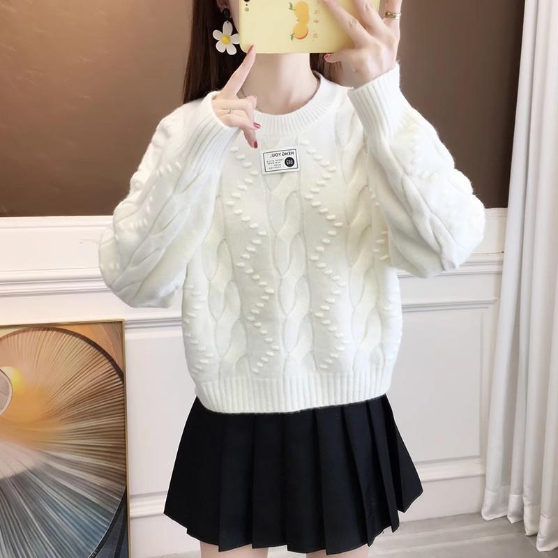 

DAFIFY Женские Модные Повседневные Осенне-Зимние Свитеры Однотонные с Принтом, с Длинным Рукавом и Круглым Вырезом Size: One Size