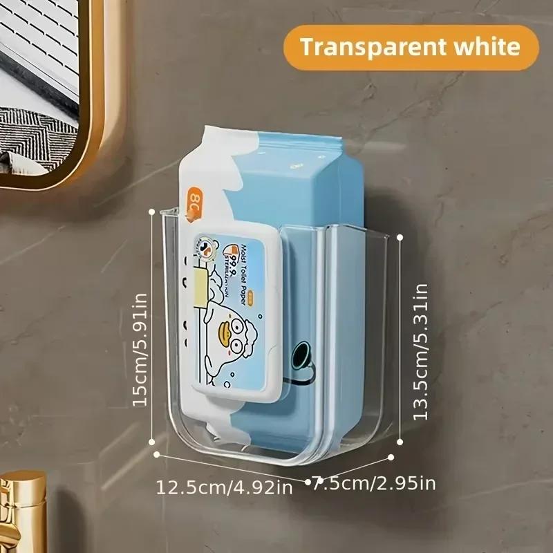 Wet Wipes Storage Box, Punch-free Tissue Box, Toilet Bathroom Kitchen Wall-mounted Inverted Paper Box Light Luxury Home.