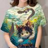 Women's Fun Cat and Dog Pattern T-shirt Summer T-shirt Short Sleeve Top T-shirt