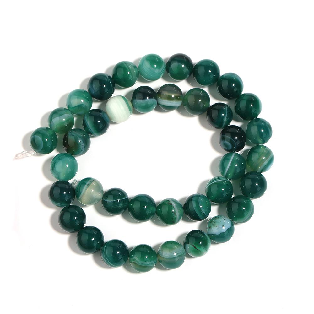 1 Strand 4/6/8/10/12mm Natural Stone Green Stripe Agate Beads Round Loose Bead For Jewelry Making DIY Bracelet Necklace Supplies