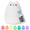 USB Remote Control Silicone Cat Night Light White