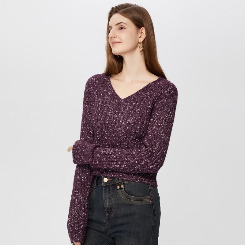 Damen Retro V-Ausschnitt Langarm Stricktop
