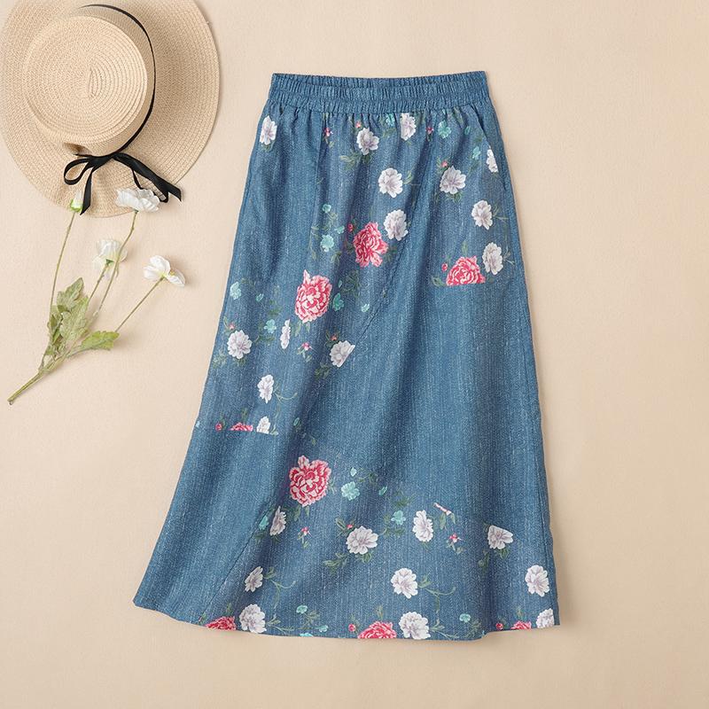 ZANZEA Lässige Röcke mit elastischer Taille und lockerem Blumendruck für Damen