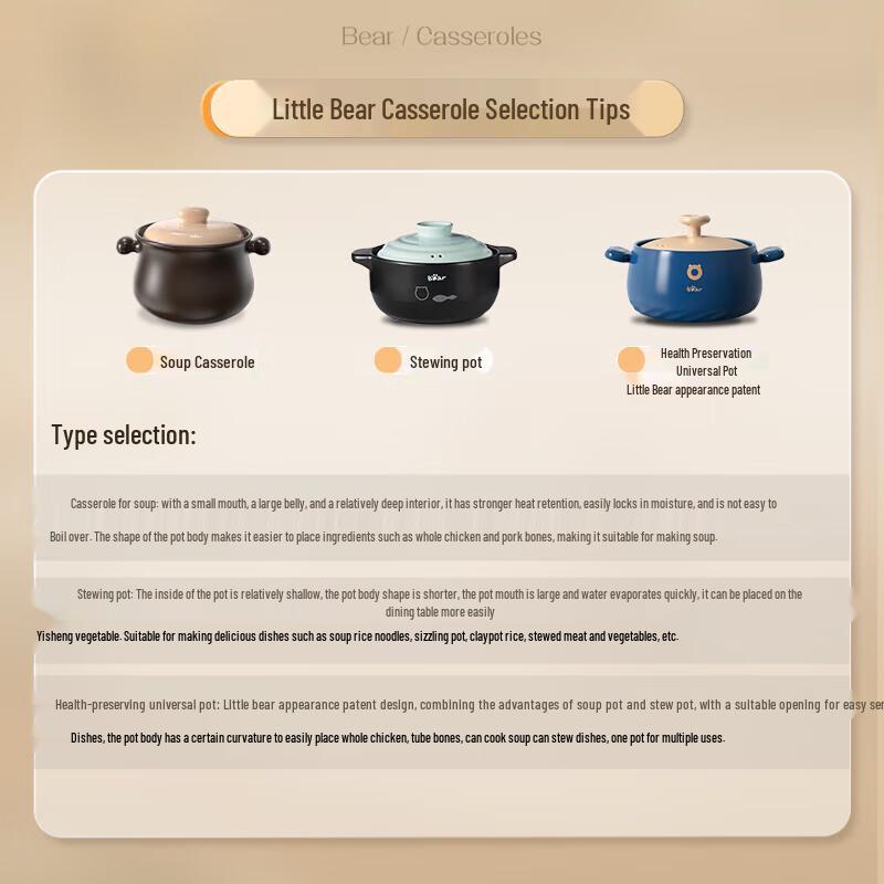 Little Bear 2.5L Ceramic Stew Pot