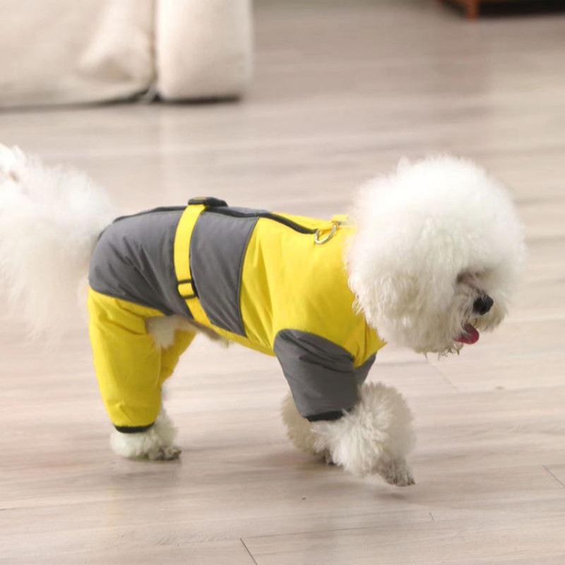 

Одежда для собак Зимняя одежда для щенков на четырех лапах с подкладкой Спинка с поясом Теплая двухцветная зимняя одежда с высоким воротником L chest 40 back 34 about 9-6.5 kg