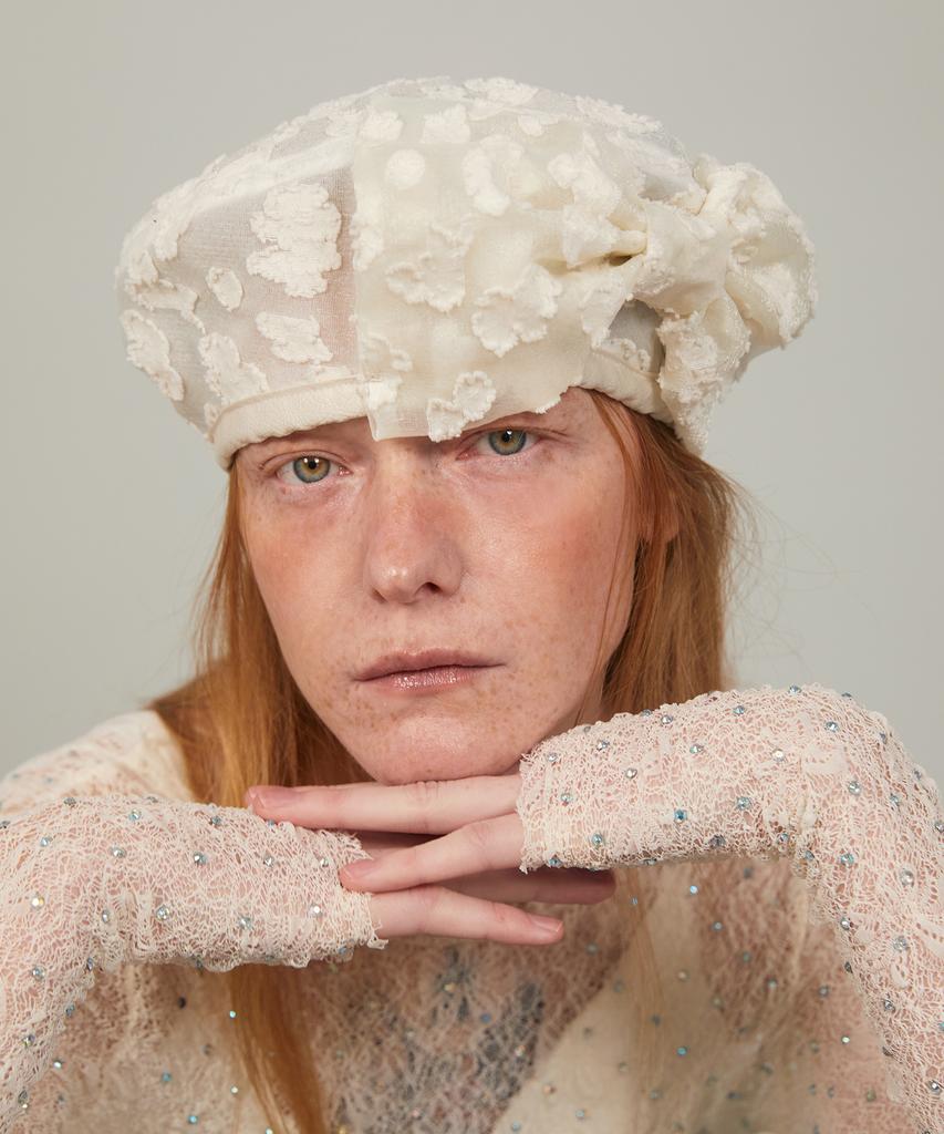 Eosseomnijeu Bowl Beret_Ribbon_Cloud Cream
