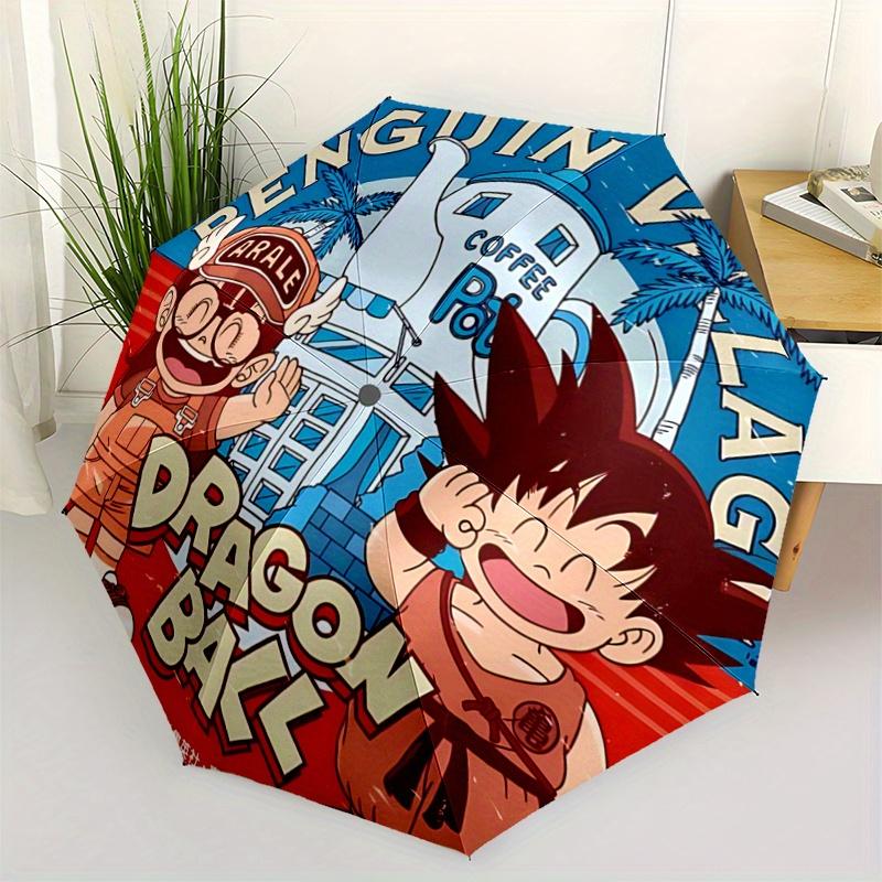 

1pc Dragon Ball Z Arale & Goku Coffee Pot Umbrella - Automatic Opening, Portable 3-Fold Design, 8-Rib Outdoor Umbrella, Festival Gift for Fans, T