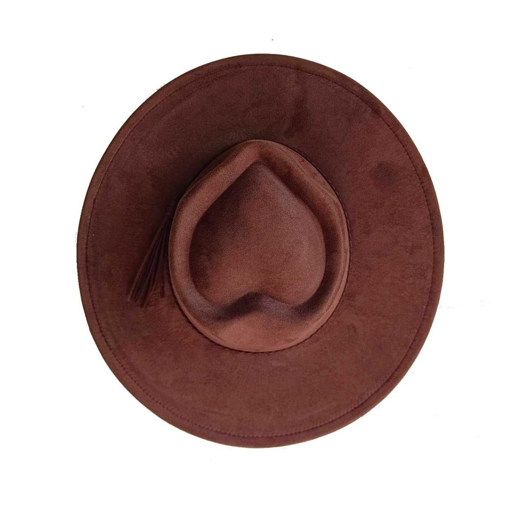Heart-shaped Top Suede hat with same color accessories wide brim hat for men and women chapeau