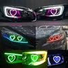 Heart-Shaped Car Fog Lights with App Control Turn Signal Lights LED Angel Eyes Halo Rings  For Car