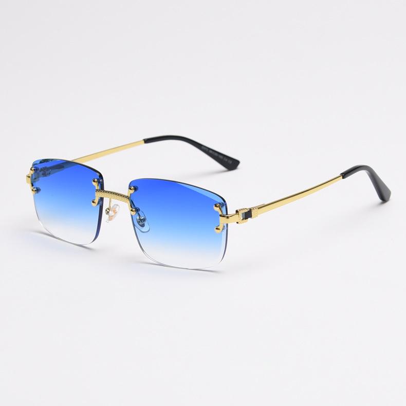 HBK 2022 Luxury Sunglasses Custom Designer Small Rectangle Sun Glasses 2022 Trendy Woman Rimless Sunglasses