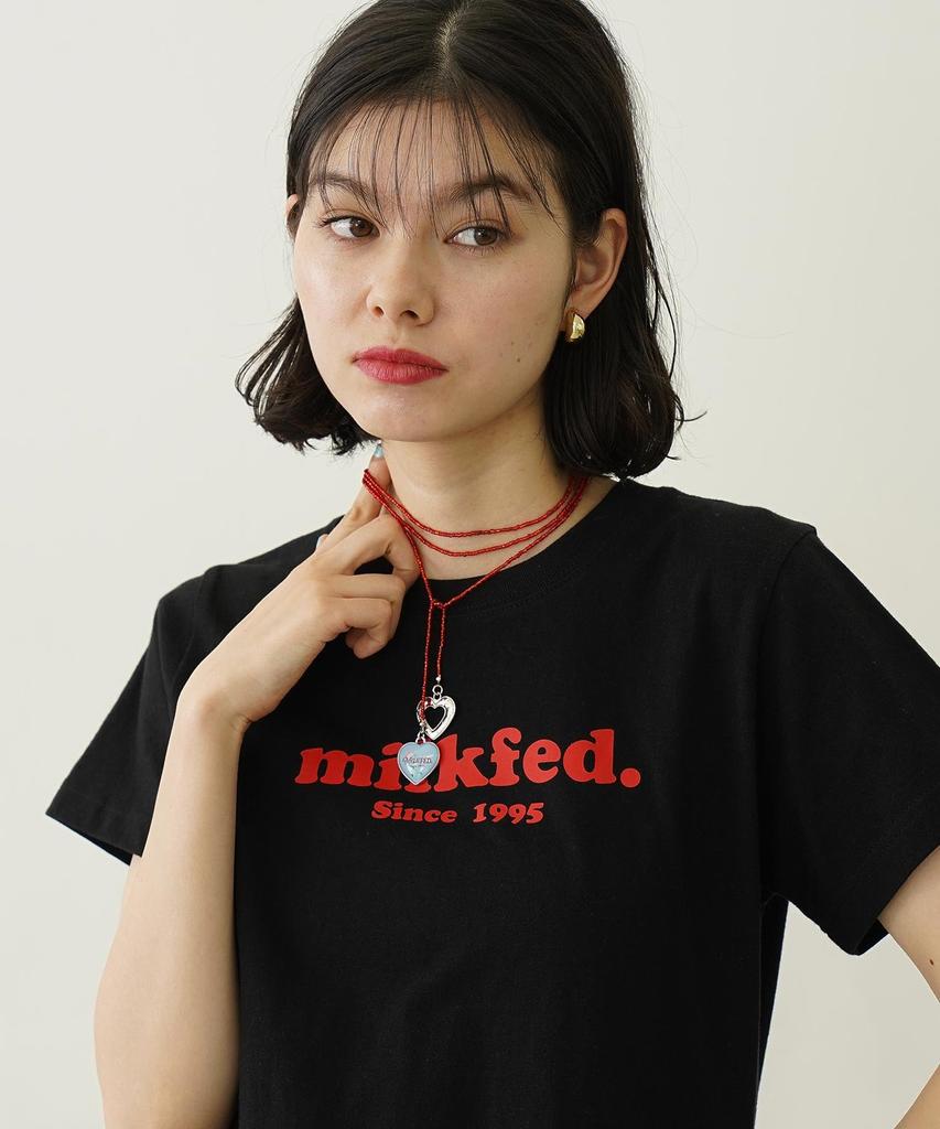 [Milkfed] Collana con Perline e Ciondolo a Forma di Cuore 103252054008 ROSSO TAGLIA UNICA
