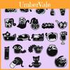 Unique Minimalist Black Cat Cartoon Brooch Set Adorable Creative Animal Accessories
