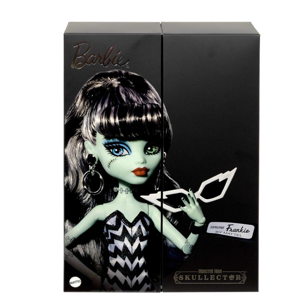 Monster high Roupa de banho original X Barbie Frankiestein e vestido preto de noite solo com holofote e acessórios inspirados na boneca Barbie.