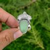 Easter Deal Oval Natural Chrysoprase 925 Silver Statement Daughter Wedding Ring