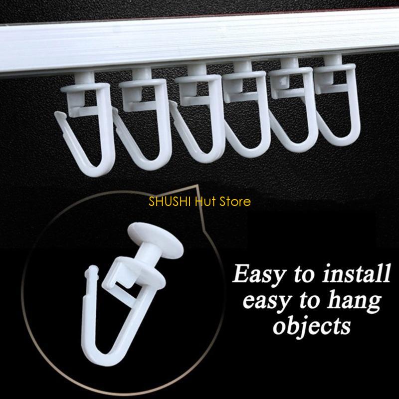 

50Pieces Curtain Sliders Track Gliders with Lockable Folding Hook for Seamlessly Curtain Opening in Various Environment D57B CN
