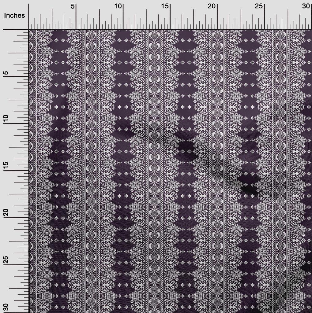 oneOone Cotton Flex Eggplant Purple Fabric Geometric Ethnic Diy Clothing Quilting Fabric Print Fabric By Yard 40 Inch