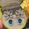 Princess Pink Zircon Temperament Earrings Bow Earrings Candy Earrings Ear Accessories Women