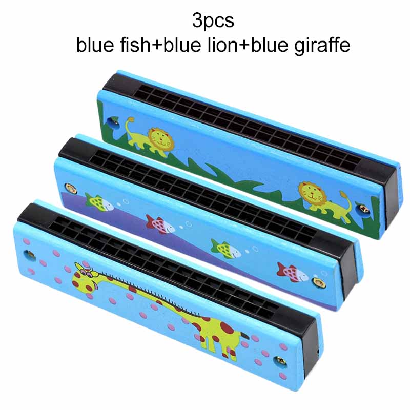 2/3pcs Children Wooden Harmonica Toys 16-Hole Musical Instrument Play for Kids Gifts Animals Painted Early Educational Toys TMZ