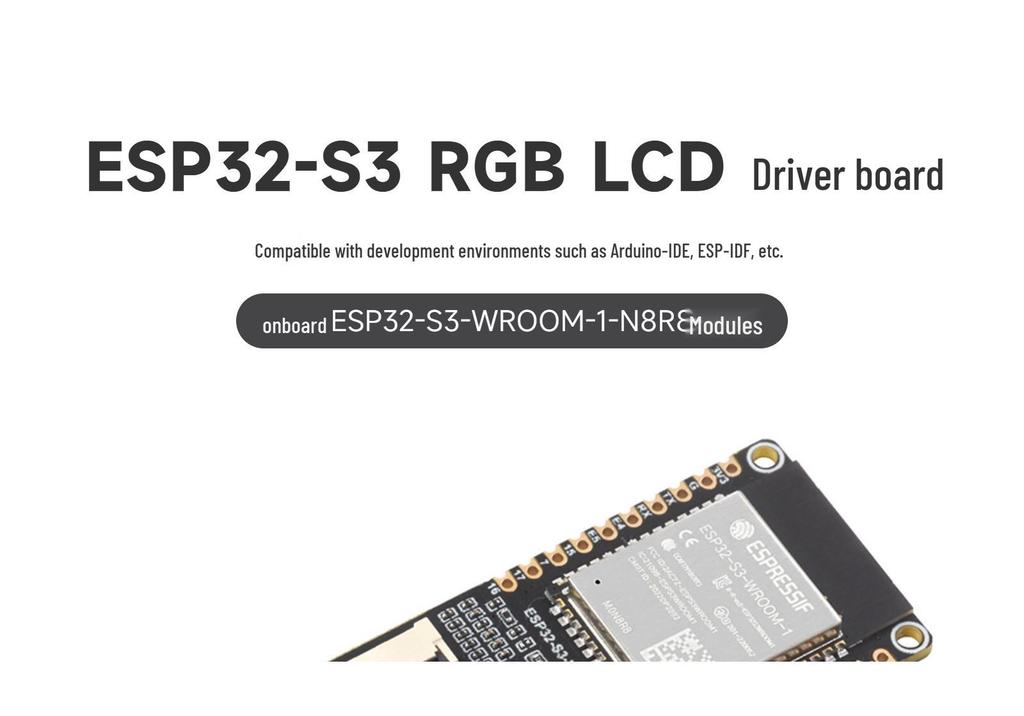 ESP32-S3 LCD Wireless Driver Board with WROOM-1-N8R8 Module for 2.1/2.8/4 Inch Screens