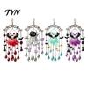Halloween Party Supplies Ghost Wind Chime Decoration, Vintage Sun Catcher with Faux Crystal Alloy Chain Drops Tassels, Acrylic Hanging Ornament