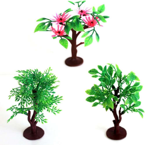 OrgMemory 19 Diorama Trees, 7.5-14cm, Jungle Cake Decoration Model with Base, Miniature Garden Trees, Dioramas, Model Trains, Structures