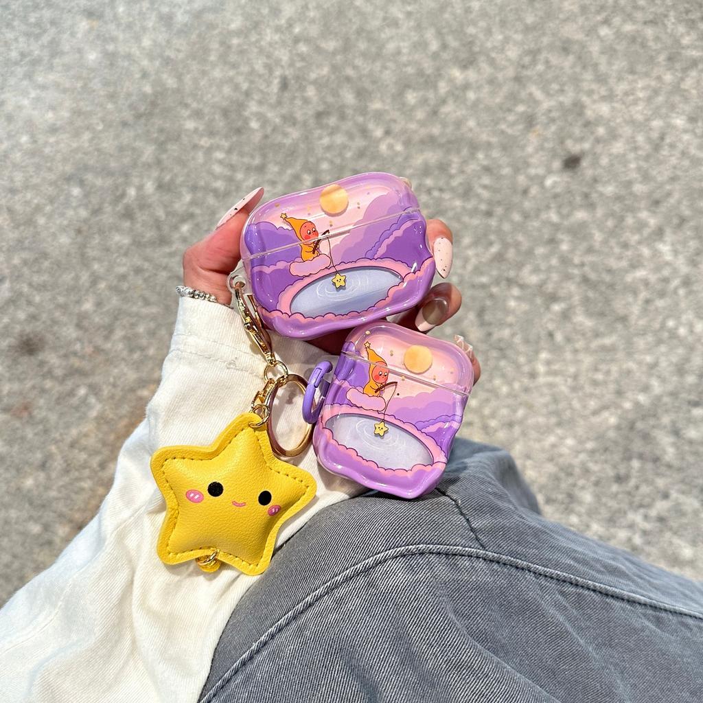 Purple cloud fishing star man for airpodspro1 protective cover AirPods Pro /1 generation/1st generation/