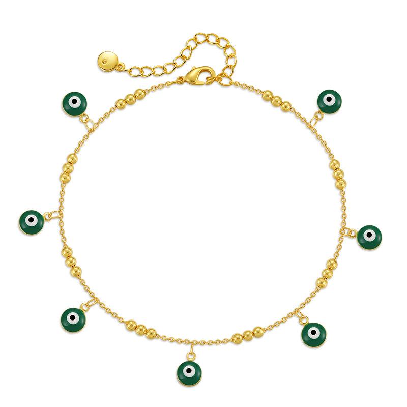 Vintage 18 Karat Vergoldetes Türkisches Auge Tropföl Knöchelarmband für Damen