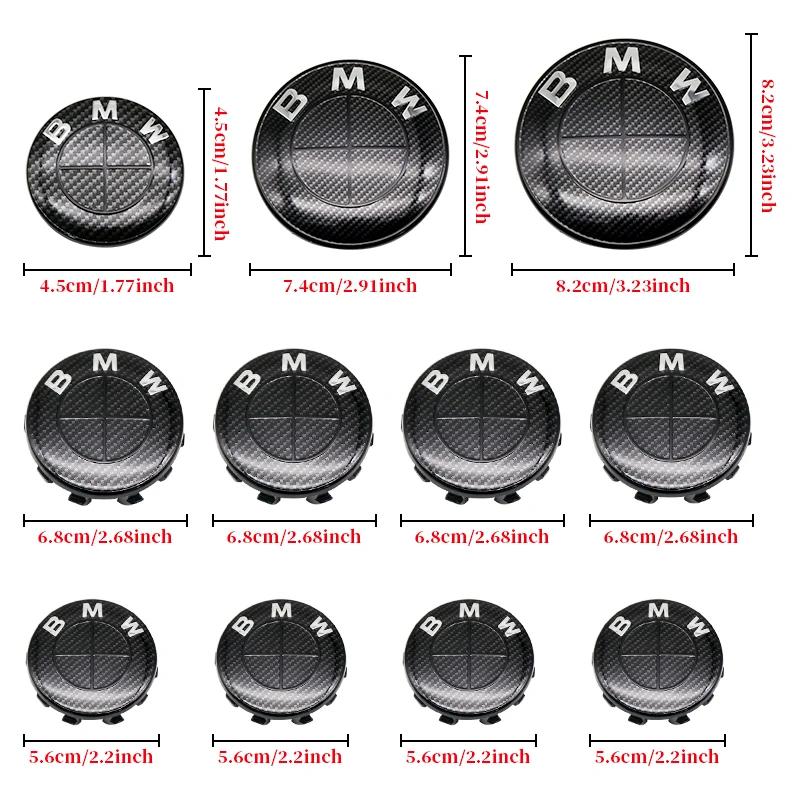 7 Stück Faser Schwarz Auto Radnabenkappen Nabenabdeckung Abzeichen Auto Haube Vorne Hinten Kofferraum Emblem Für BMW E85 E86 E89 G29 F87 G87