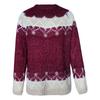 Fashion Women  Long Sleeve Leoaprd Print Patchwork Knitted Warm Sweater