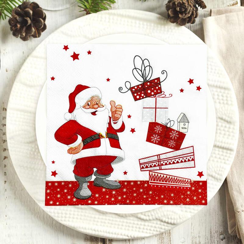 20/40/60pcs Christmas Party Napkins - Santa Claus,Holiday Table Decorations - Disposable Dinner Napkins for Christmas Dinner
